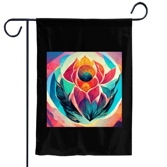 Colorful mandala flower version 4 Garden Flags