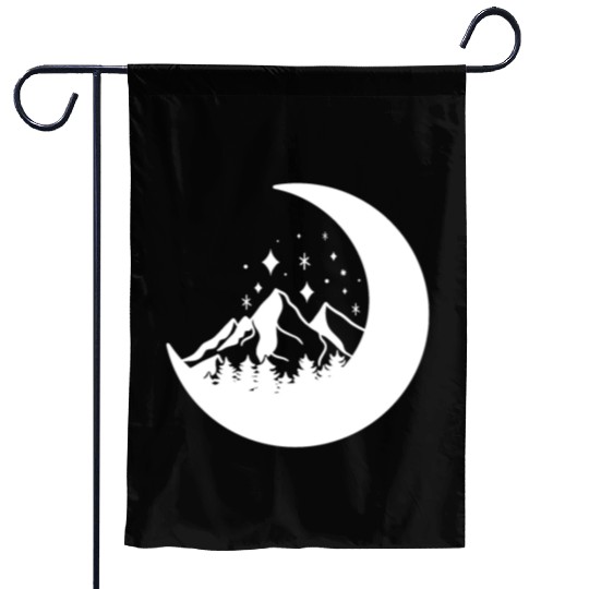 Mountains in the moon Full moon Garden Flags