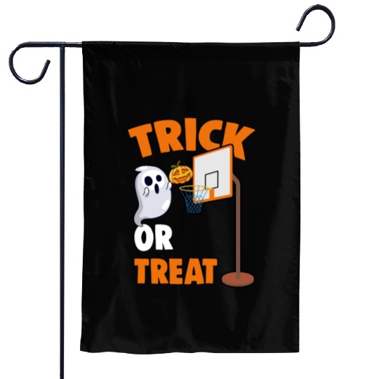Creepy Basketball Pumpkin Ghost A Trick Or Treat Garden Flags