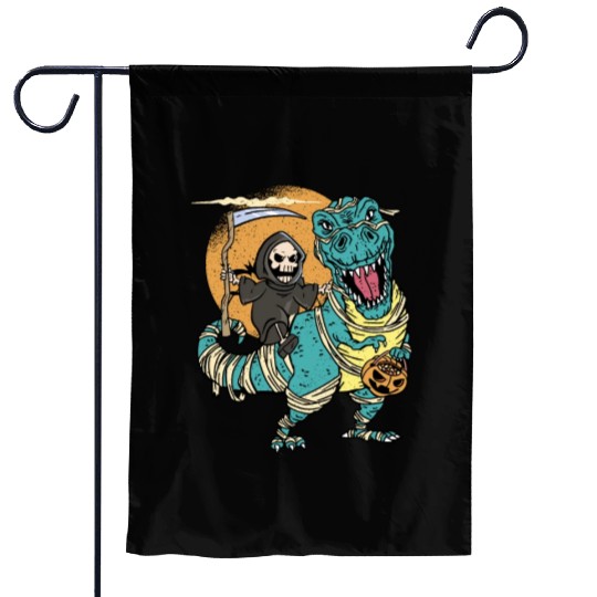 Creepy Grim Reaper Mummysaurus Trex For A Trick Or Garden Flags