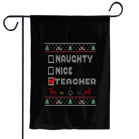 Naughty Nice Teacher, Matching Christmas Group Garden Flags