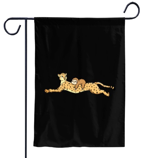 Sloth Rides Cheetah Funny Animals Lover Gift Garden Flags