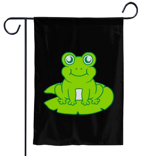frog sitting water lily sea leaf Garden Flags