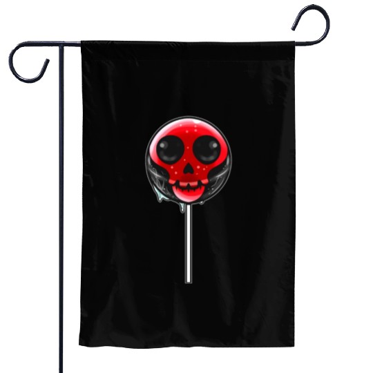 Red Skull Lollipop Trick Or Treat Halloween Garden Flags