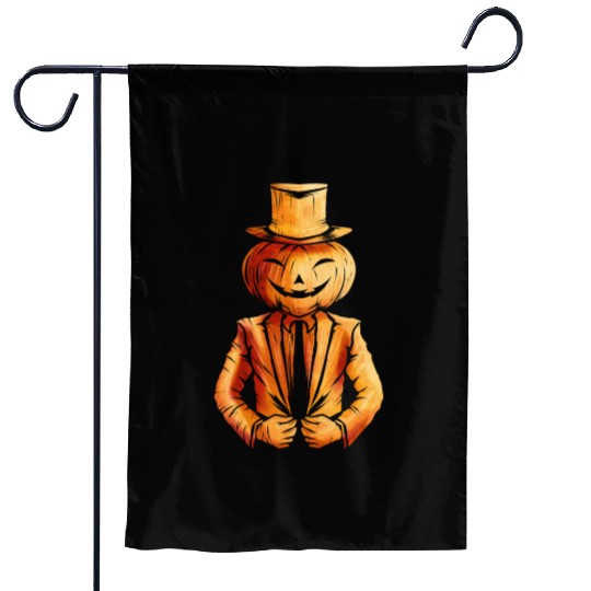 Realistic Jack O Lantern Pumpkin Man In Suit Garden Flags