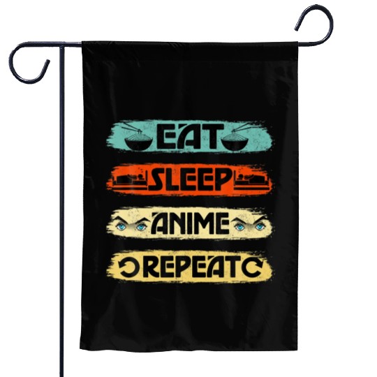 Eat Sleep Anime Repeat Ramen Kawaii Japanese Garden Flags