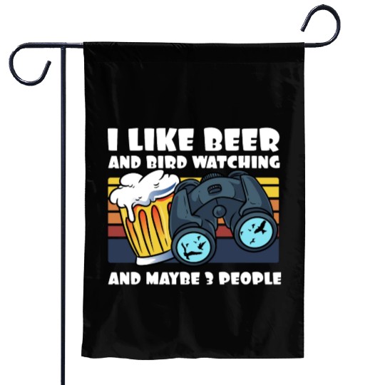Birdwatching I Like Beer Binoculars Ornithologist Garden Flags
