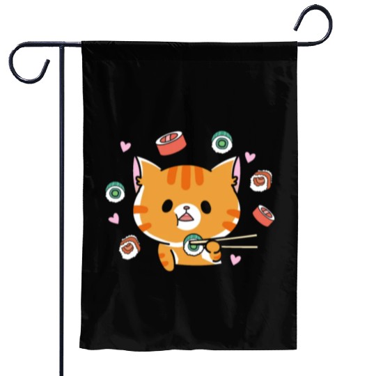 Kawaii Cat Eating Sushi Japanese Raw FoodKawaii Garden Flags