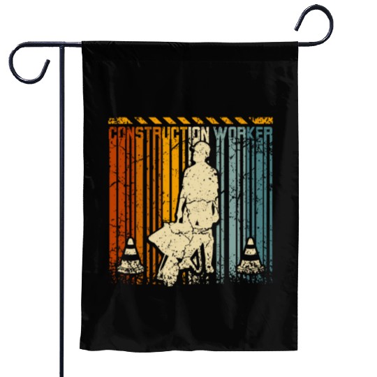Retro vintage construction worker Garden Flags