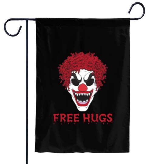 Free Hugs from terrifying Clown Garden Flags