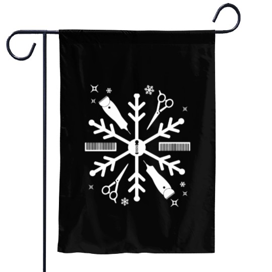 Funny Barber Christmas Snowflake Hair Stylist Garden Flags
