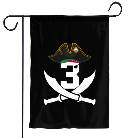 Number 3 Pirate Boys 3 Year Old Fun 3rd Birthday Garden Flags