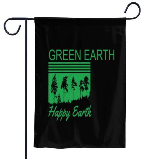 Green Earth Happy Earth Earth Protection Support Garden Flags