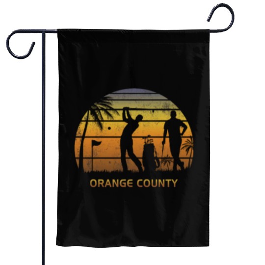 Retro Orange County Golf Golfing Fan Golfer Gift Garden Flags