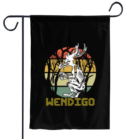 Vintage Folk Wendigo Halloween Cryptid Monster Garden Flags
