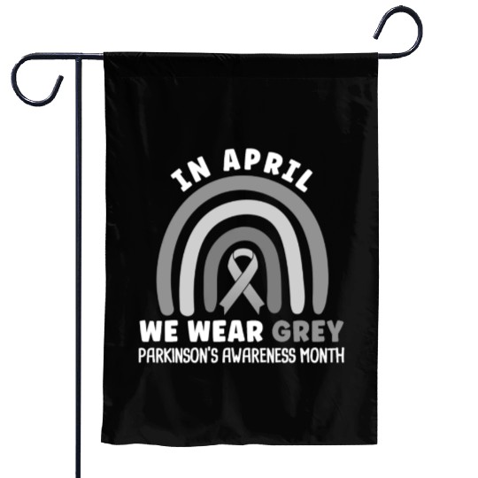 In April We Wear Grey Parkinson's Awarenss Month Garden Flags