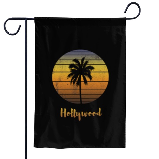 Retro Souvenir Hollywood California Sunset Garden Flags