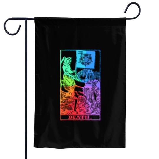 Death Tarot Card Psychic Occult Pagan Witch Rainbo Garden Flags