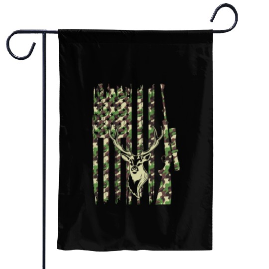 Deer Hunter Camouflage Flag Deer Head - Deer Hunti Garden Flags