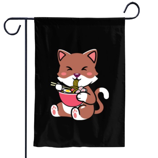 womens kawaii cat ramen anime neko teen boys girls Garden Flags