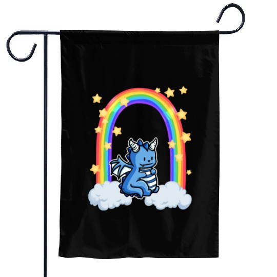 Dragon rainbow cloud stars Garden Flags