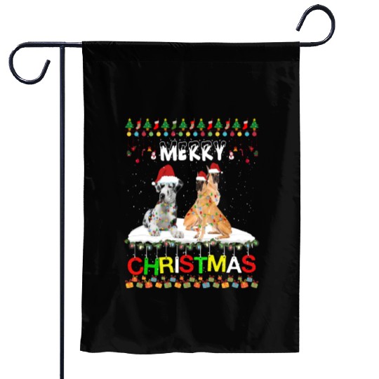 Great Dane Christmas Tree Light Pajama Xmas Dog Garden Flags