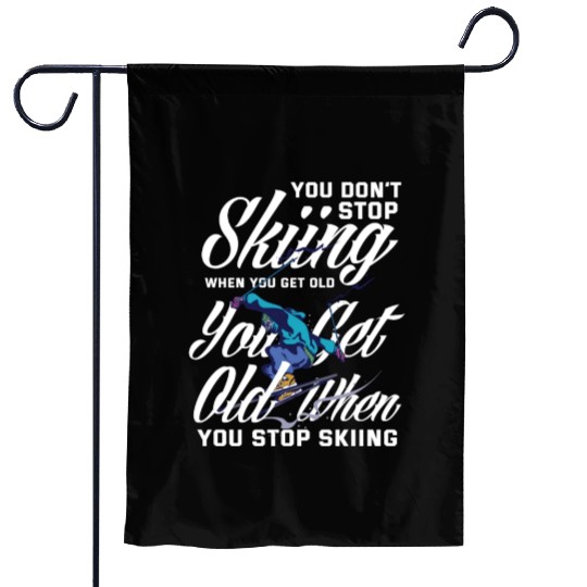 Skiing Old Man Grandpa Gift Ski Hobby Garden Flags