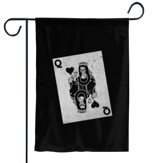 Womens Skeleton Queen Playing Card Gambling Hallow Garden Flags