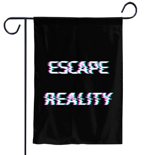escape reality cyberpunk glitch Garden Flags