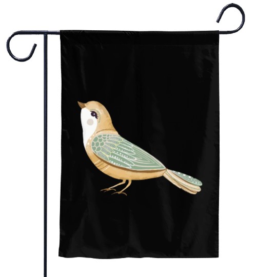 Folk art little fancy bird Garden Flags