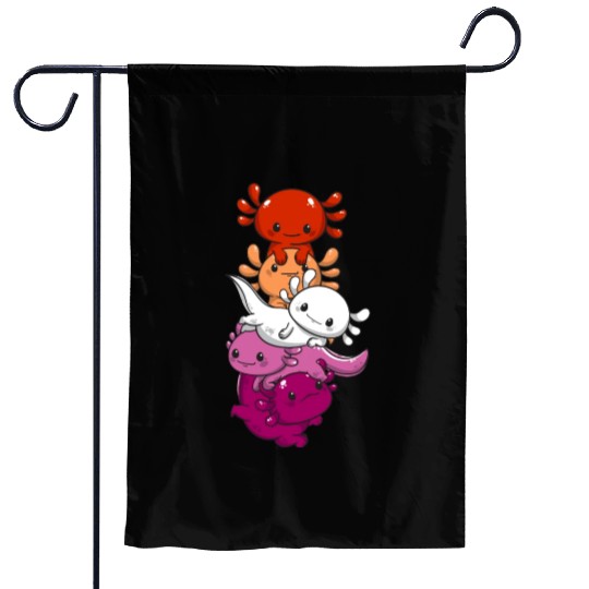 Subtle Lesbian Pride Flag Kawaii Axolotl LGBTQ Garden Flags