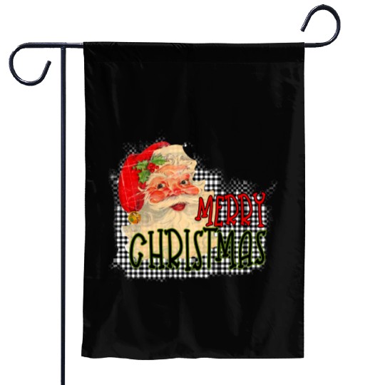 Retro Santa Merry Christmas Garden Flags