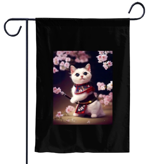 Samurai Cat Garden Flags