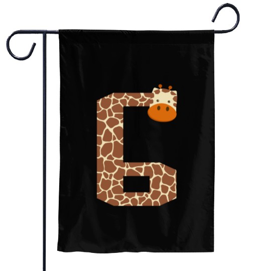 Number 6 Giraffe 6th Birthday Costume 6 Year Old Garden Flags