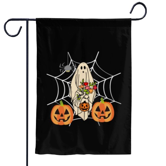 Halloween Costume Floral Ghost Pumpkin SpiderWeb Garden Flags