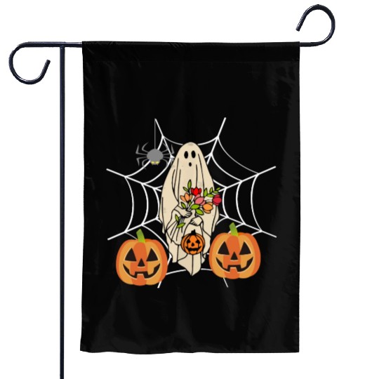 Halloween Costume Floral Ghost Pumpkin SpiderWeb Garden Flags