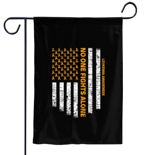 No One Fights Alone Usa Flag Leukemia Awareness Garden Flags