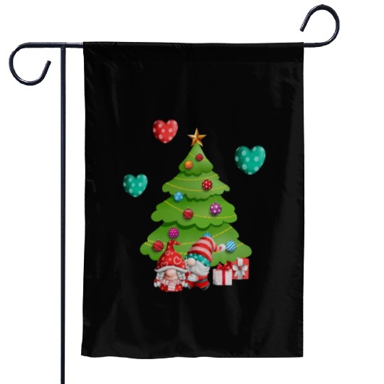 christmas is love, gnomes, christmas tree, love Garden Flags