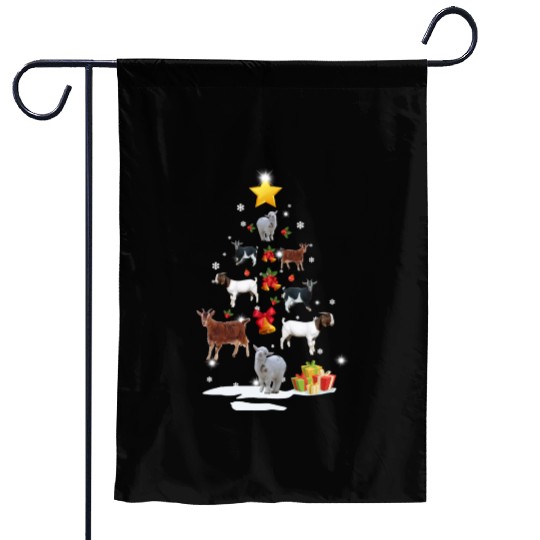 Goat Christmas Tree Goat Xmas Funny Gift Garden Flags