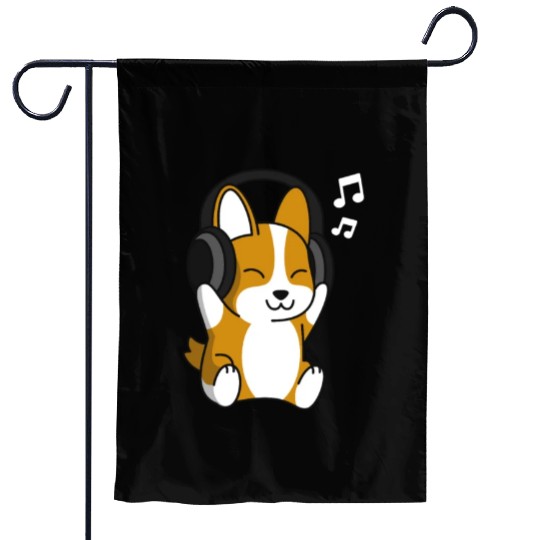 Music Lover Corgi Garden Flags