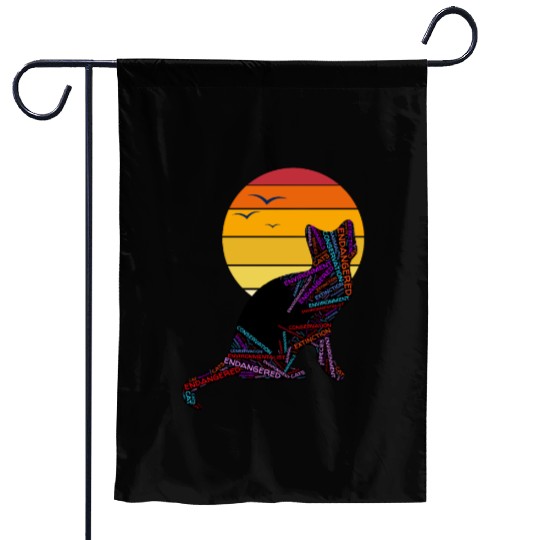 Black Cat at Sunset Garden Flags