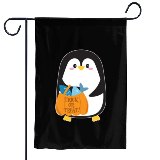 Cute penguin on Halloween Garden Flags