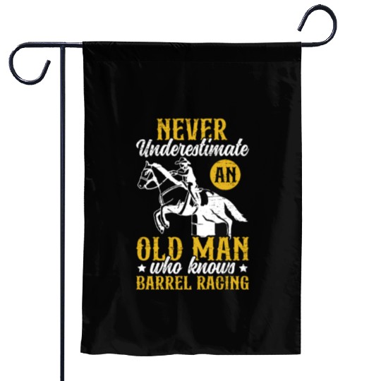 Old Man Barrel Racing Rodeo Equestrian Horse Garden Flags