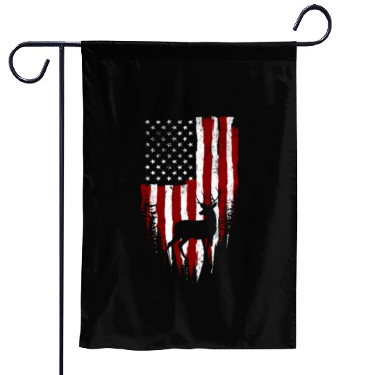 American Flag Buck Elk Vintage Hunter Hunting Gift Garden Flags