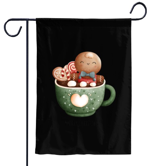 Christmas Gingerbread Graphic Garden Flags