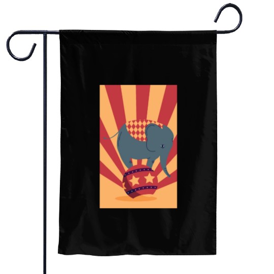 Retro Elephant Unicyclist Gift Garden Flags