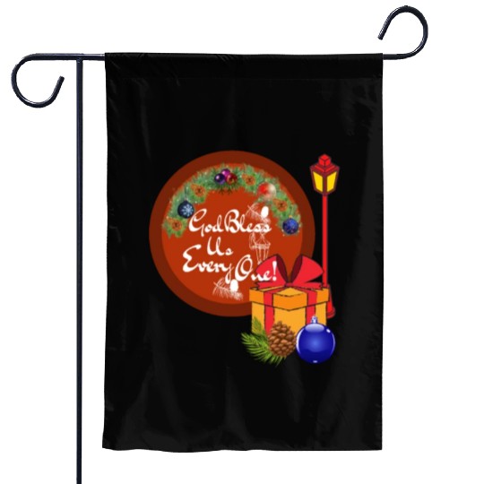 Cute A Christmas Carol God Bless Us Everyone Lamp Garden Flags
