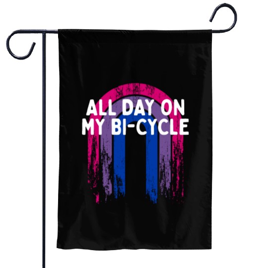 All Day on My Bi-Cycle Bisexual LGBTQ Bi Pride Garden Flags