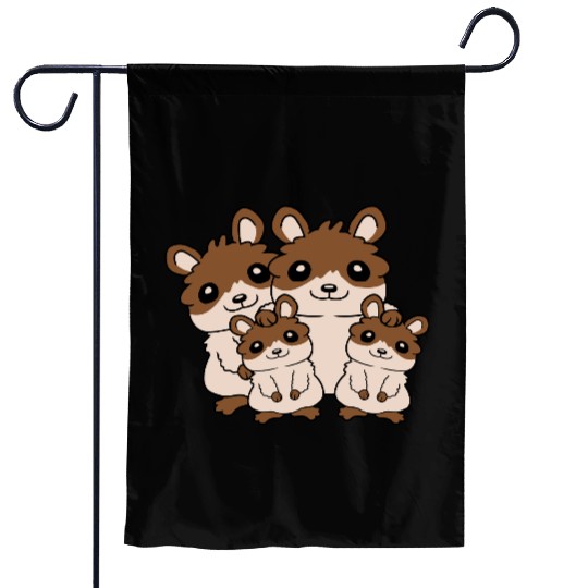 mom dad kids hamster Garden Flags