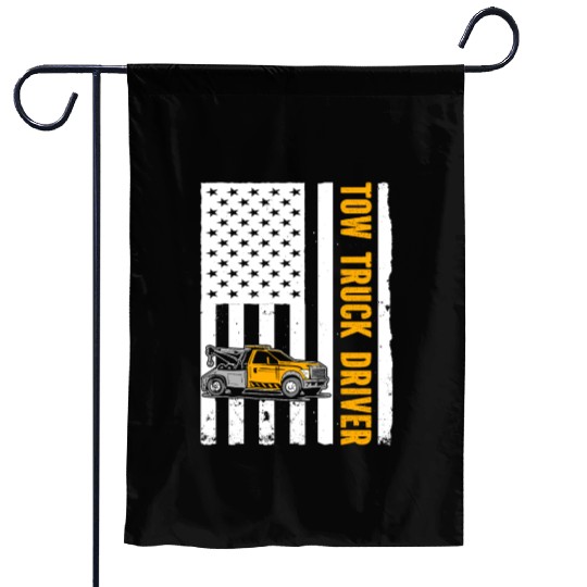 US Flag Tow Truck Driver Garden Flags